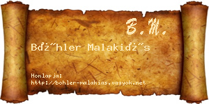 Böhler Malakiás névjegykártya